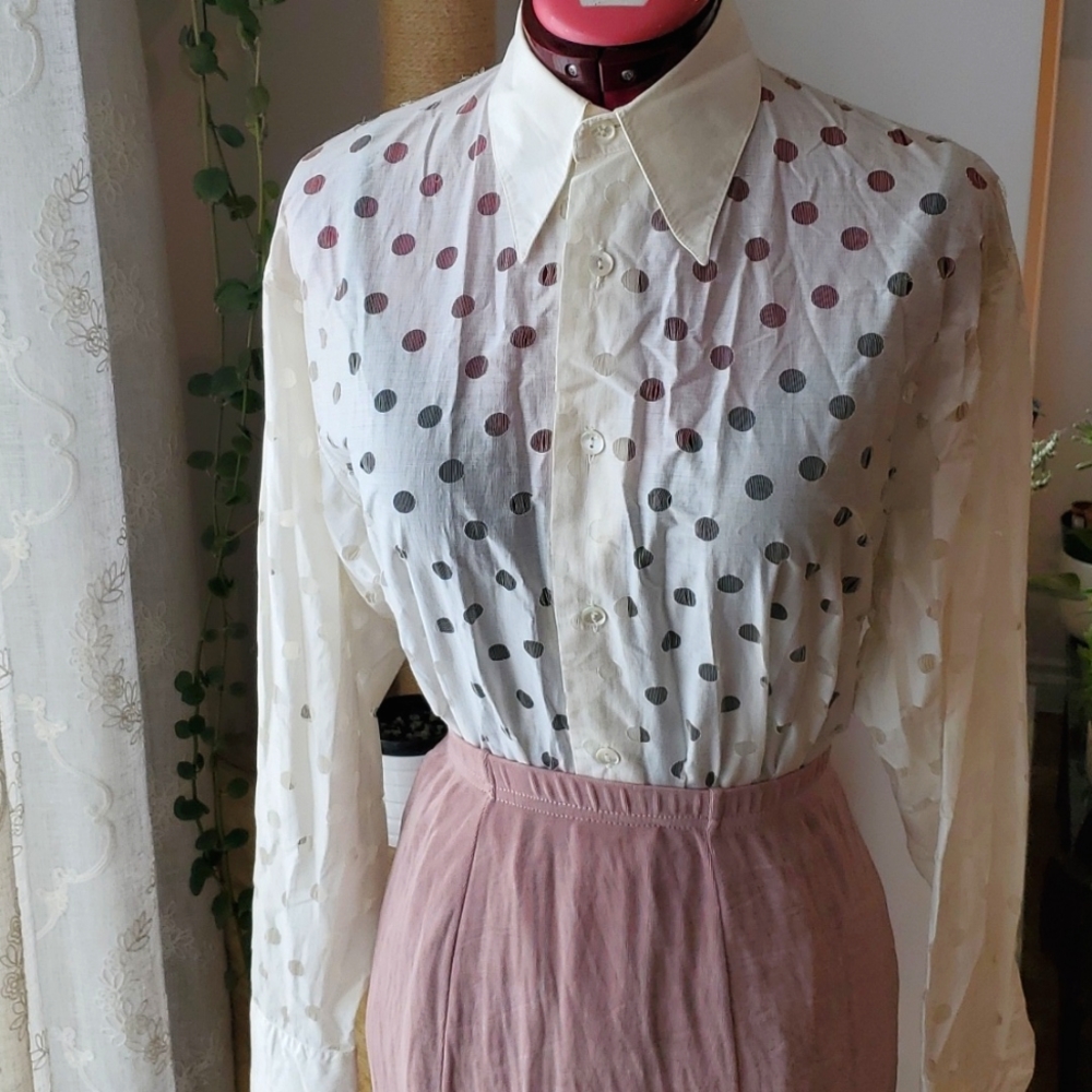 VTG Equipment Sheer Polka Dot Cotton Shirt – Made in France